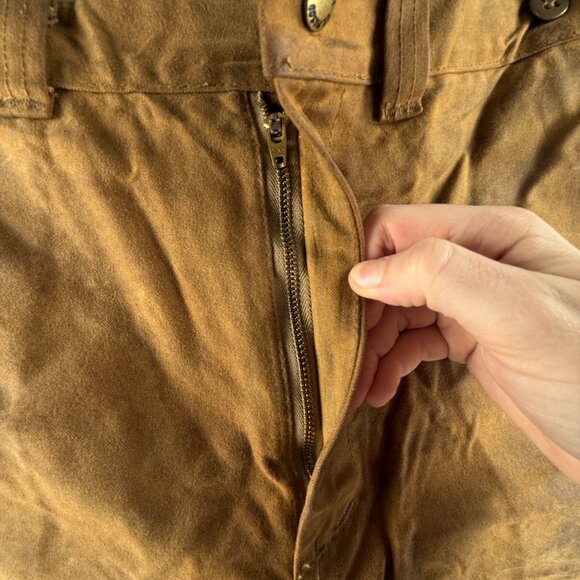 VTG CC Filson Style 69 Brown Waxed Canvas Pants Hunting Cotton 36 Men ACTL 35X30 - Picture 12 of 16